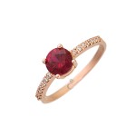 Δαχτυλίδι Γυναικείο Ροζ χρυσό με Ρουμπίνι και Διαμάντια